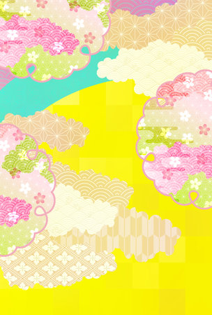 Japanese Pattern Cherry Blossoms Backgroundのイラスト素材