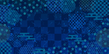 Japanese Pattern Blue Pattern Backgroundのイラスト素材