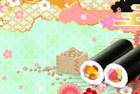 Setsubun Ebomaki Japanese Pattern Backgroundのイラスト素材