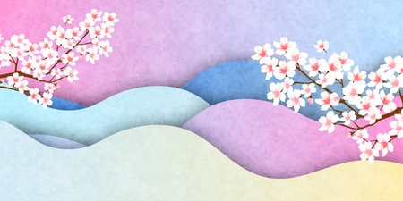 Japanese Pattern Cherry Blossoms Spring Backgroundのイラスト素材