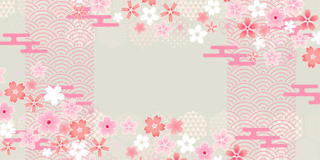 Japanese Pattern Cherry Blossoms Spring Backgroundのイラスト素材