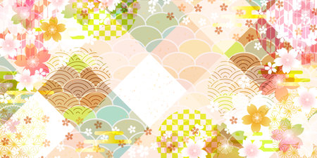 Japanese Pattern Cherry Blossoms Spring Backgroundのイラスト素材