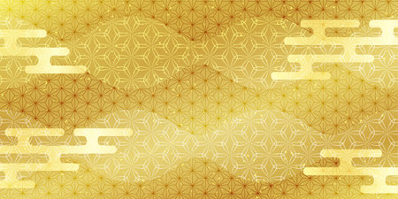 gold Japanese paper wave pattern backgroundのイラスト素材