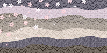 cherry blossom spring Japanese paper backgroundのイラスト素材