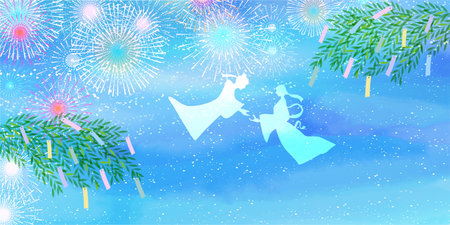 Tanabata Milky Way Summer Backgroundのイラスト素材