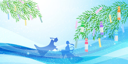 Tanabata Milky Way Summer Backgroundのイラスト素材