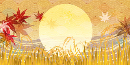 Rice Japanese Pattern Autumn Backgroundのイラスト素材