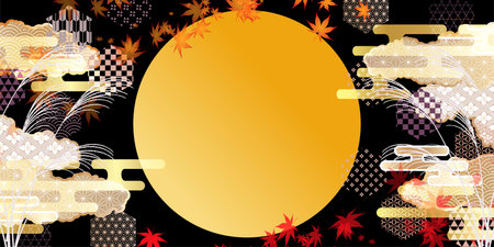 Autumn Leaves Moon Viewing Autumn Backgroundのイラスト素材