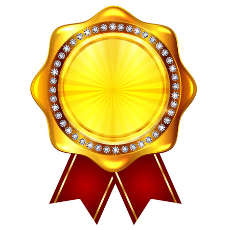medal crown gold ribbon iconのイラスト素材