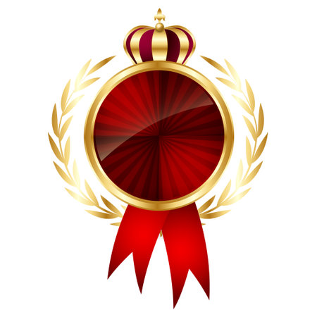 medal crown ribbon gold iconのイラスト素材