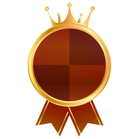 medal crown ribbon gold iconのイラスト素材