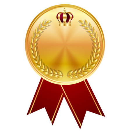 medal crown ribbon gold iconのイラスト素材