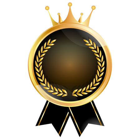 medal crown ribbon gold iconのイラスト素材