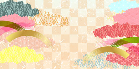 Colorful Clouds Japanese Pattern Backgroundのイラスト素材