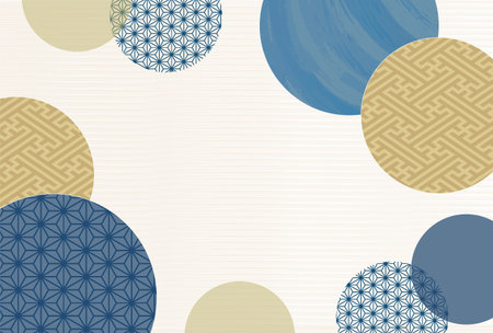 Blue Circle Japanese Pattern Backgroundのイラスト素材