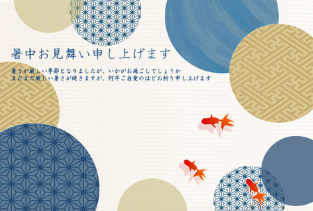 Goldfish Summer Watercolor Japanese Pattern Backgroundのイラスト素材
