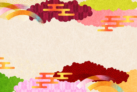 Autumn Japanese Pattern Colorful Backgroundのイラスト素材
