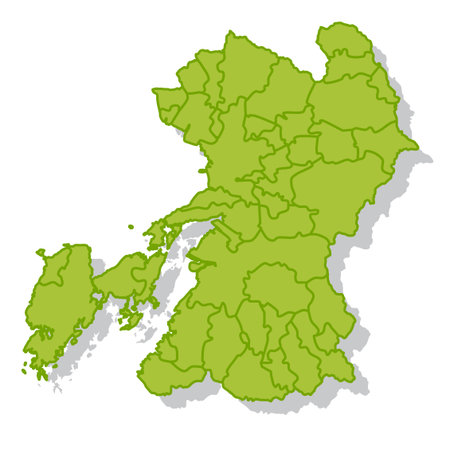 Kumamoto Japan Map Silhouette Iconのイラスト素材