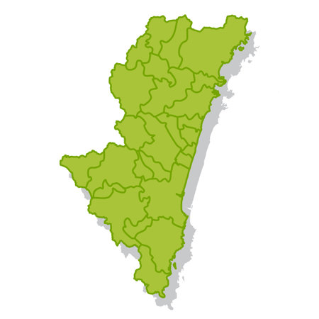 Miyazaki Japan Map Silhouette Iconのイラスト素材