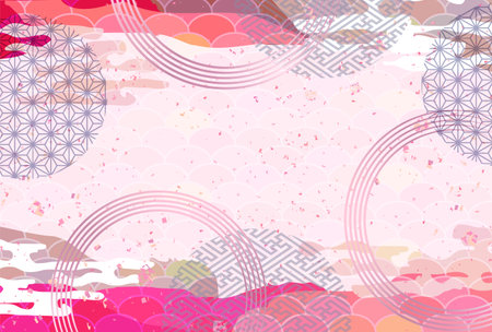 Spring Japanese Pattern Nengajo Backgroundのイラスト素材