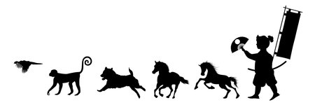 Noon New Year's card Silhouette Iconのイラスト素材