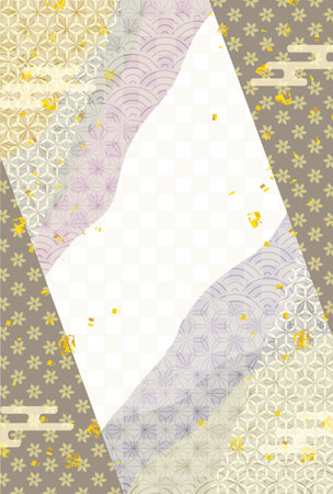 Japanese Pattern Nengajo Gold Backgroundのイラスト素材