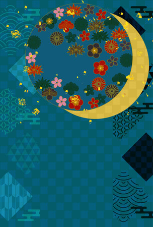 Japanese Pattern New Year's greeting cards Japanese crest pine bamboo and plum Backgroundのイラスト素材