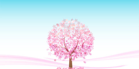 Cherry Blossoms Spring Landscape Backgroundのイラスト素材
