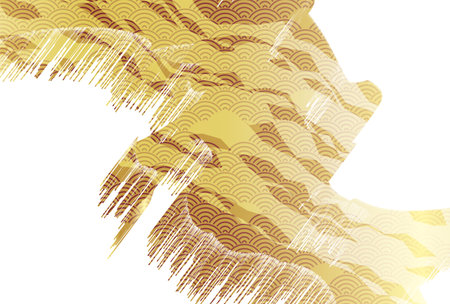 Gold Japanese Pattern Nengajo Backgroundのイラスト素材