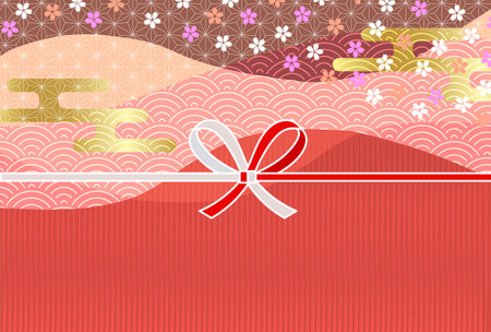 Cherry Blossoms Japanese Pattern Nengajo Backgroundのイラスト素材