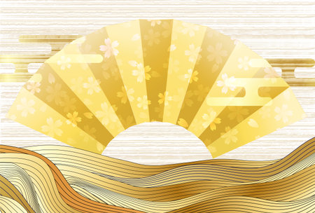 Japanese Pattern Gold Nengajo Backgroundのイラスト素材