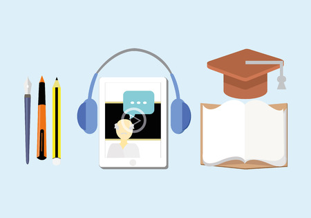E-learning concept with online education vectorのイラスト素材