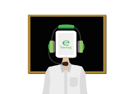 E-learning concept with online teacher vectorのイラスト素材