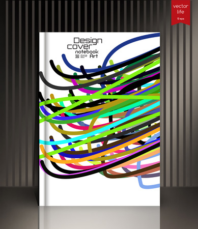 Colorful cover in a linear style. Colorful abstract lines on a gray background. Cover for business reports, books, booklets, brochures, posters. Stylish cover with space for text and title.のイラスト素材