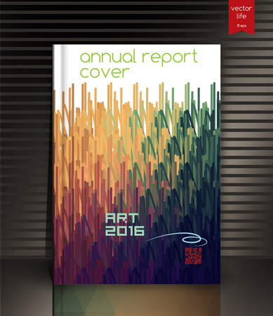 Annual report cover. Creative cover. The effect of bright light. Annual report cover for the company's environmental, energy, and environmental organizations. Vivid Parallel lines forming picturesque texture. Vector cover designのイラスト素材