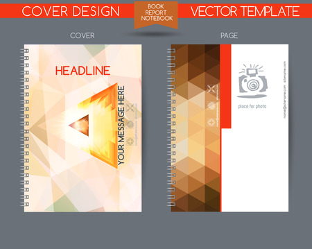 Cover and page of the annual report. Book cover design isolated over colorful background. Vector covers for books, notebooks, annual reportのイラスト素材