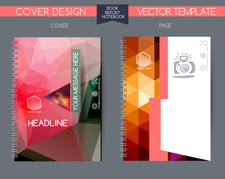 Cover and page of the annual report. Book cover design isolated over colorful background. Vector covers for books, notebooks, annual reportのイラスト素材