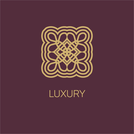 Flourishes calligraphic monogram emblem template. Luxury elegant frame ornament line logo design vector illustration. Example designs for Cafe, Hotel, Heraldic, Restaurant, Boutiqueのイラスト素材