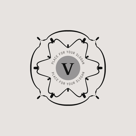 Monogram design template. Flourishes calligraphic monogram emblem template. Luxury elegant frame ornament line logo design vector illustration. Example monogram designs for Cafe, Restaurant, Boutiqueのイラスト素材