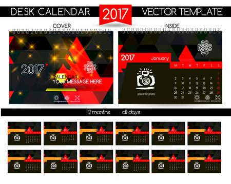 Design Desk Calendar 2017. Vector Templates all monthsのイラスト素材
