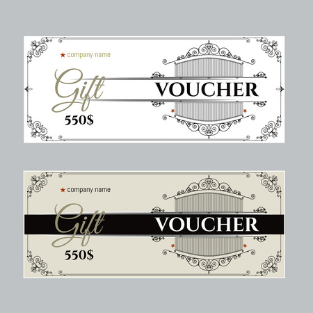 Retro gift voucher and a place for text, logo, contact information.のイラスト素材