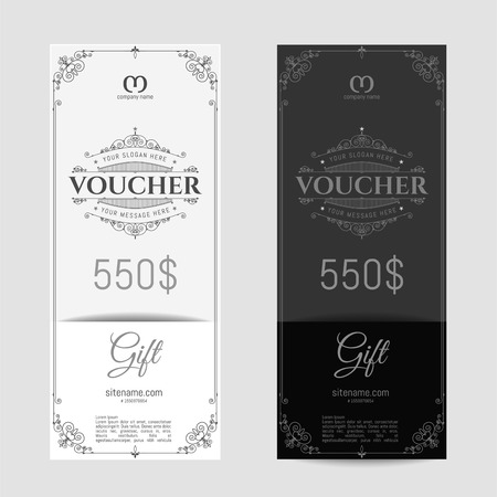 Retro gift voucher and a place for text, logo, contact information.のイラスト素材