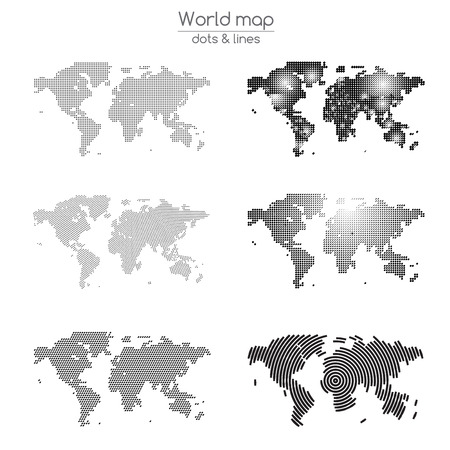A map of points and lines. Dotted world map.のイラスト素材