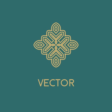 Luxury vector logo. Linear emblem. Flourishes calligraphic monogram emblem template. Luxury elegant frame ornament line logo design vector illustration. Example designs for Cafe, Hotel, Heraldic, Restaurant, Boutiqueのイラスト素材