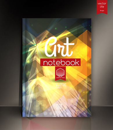 Cover design for Annual Report, Catalog or Magazine, Book or Brochure, Booklet or flyer. Layout template in A4 with triangular elements. Creative concept in bright colors. Vector Illustrationのイラスト素材
