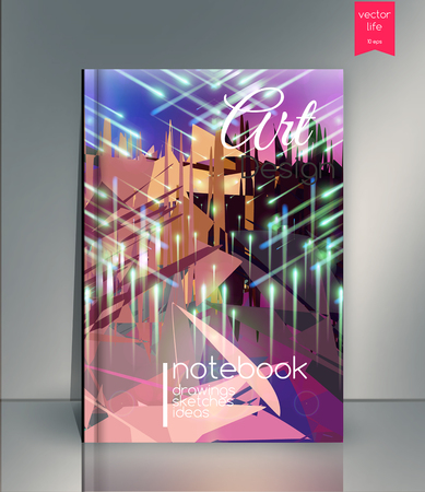 Cover design for Annual Report, Catalog or Magazine, Book or Brochure, Booklet or flyer. Layout template in A4 with triangular elements. Creative concept in bright colors.のイラスト素材