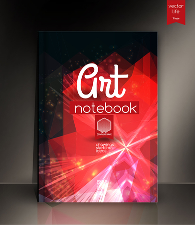 Cover design for Annual Report, Catalog or Magazine, Book or Brochure, Booklet or flyer. Layout template in A4 with triangular elements. Creative concept in bright colors. Vector Illustrationのイラスト素材