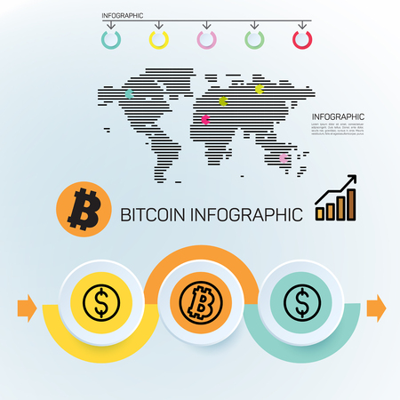 Crypto currency infographics. Popular E-currency on cryptographic technologies.のイラスト素材