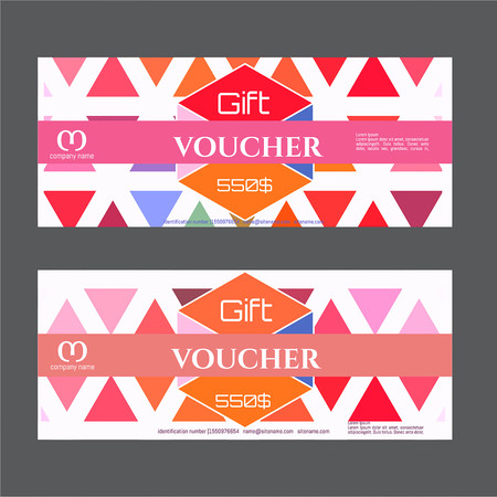 Vector illustration, Gift voucher template with colorful pattern. Discount coupon for business.のイラスト素材