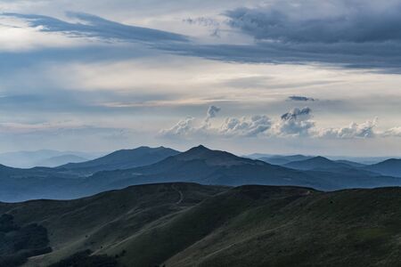 Road from Widelki to Tarnica through Bukowe Berdo in the Bieszczady Mountains in Polandの写真素材